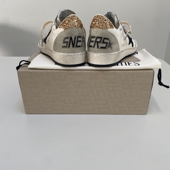 Golden Goose Ball Star Sneaker White Leather/Gold/Black Glitter sz 38 New in Box - Picture 5 of 11